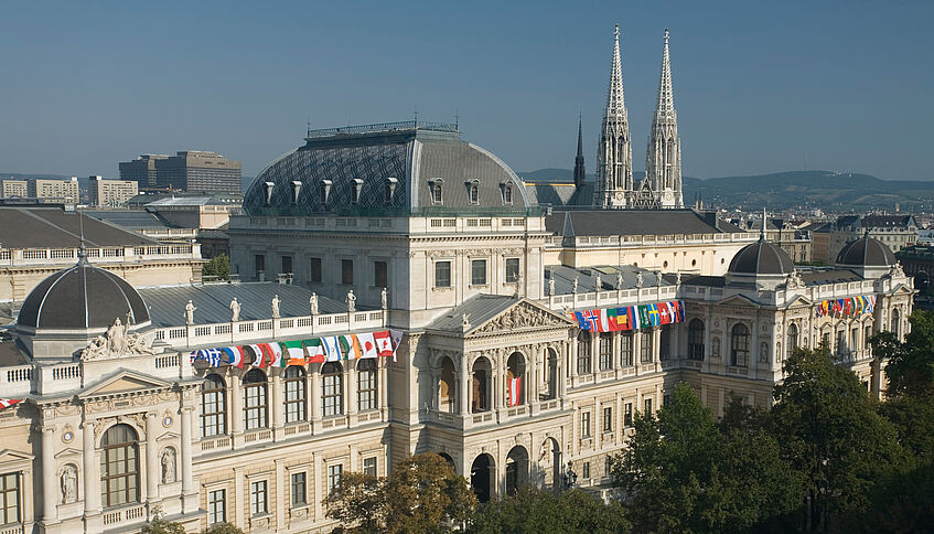 Vista superior da Universidade, em Viena, na Áustria