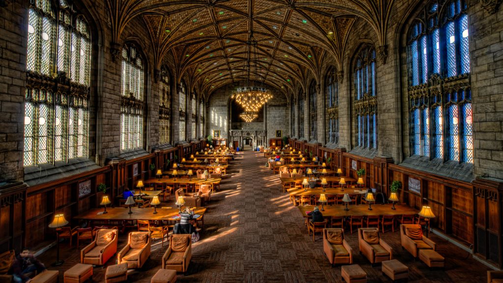 Sala de estudos da tradicional Universidade de Chicago
