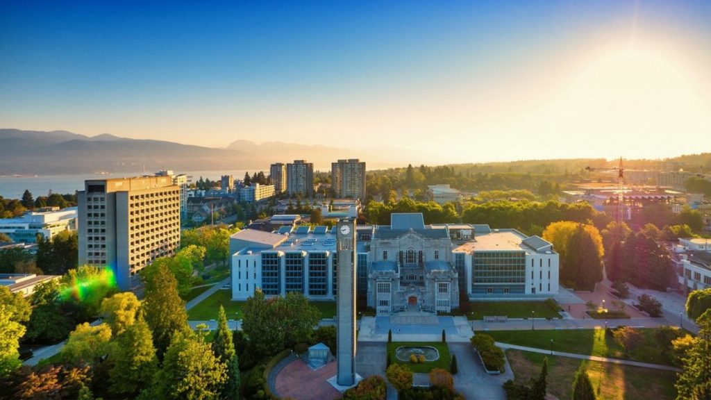 Visão aérea da Universidade de British Columbia