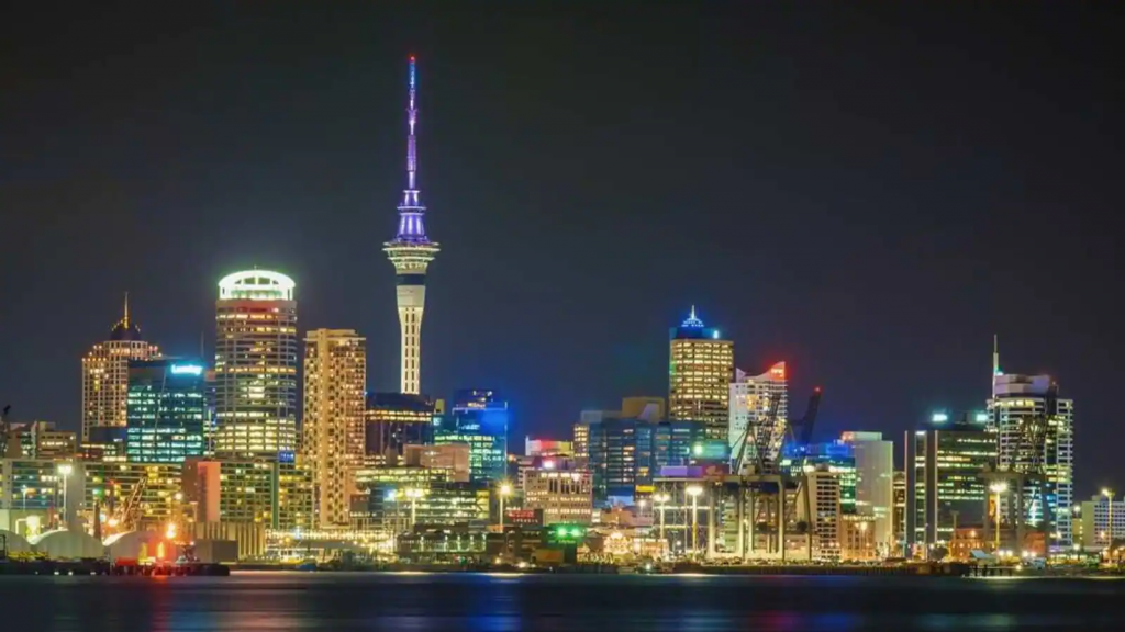 Visão noturna da Nova Zelândia